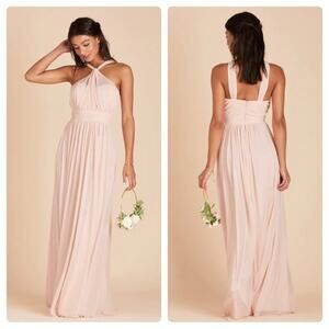 Birdy Grey Kiko Mesh Halter Formal Bridesmaid Dress in Pale Blush Size L NWT‎